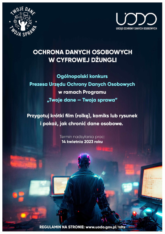 plakat informujący o konkursie Urzędu Ochrony Danych Osobowych