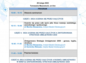 28-02-2023 Zapraszamy na seminarium prowadzone przez Instytut Badań Edukacyjnych „Zintegrowana Strategia Umiejętności 2030 - kierunek dla edukacji”.